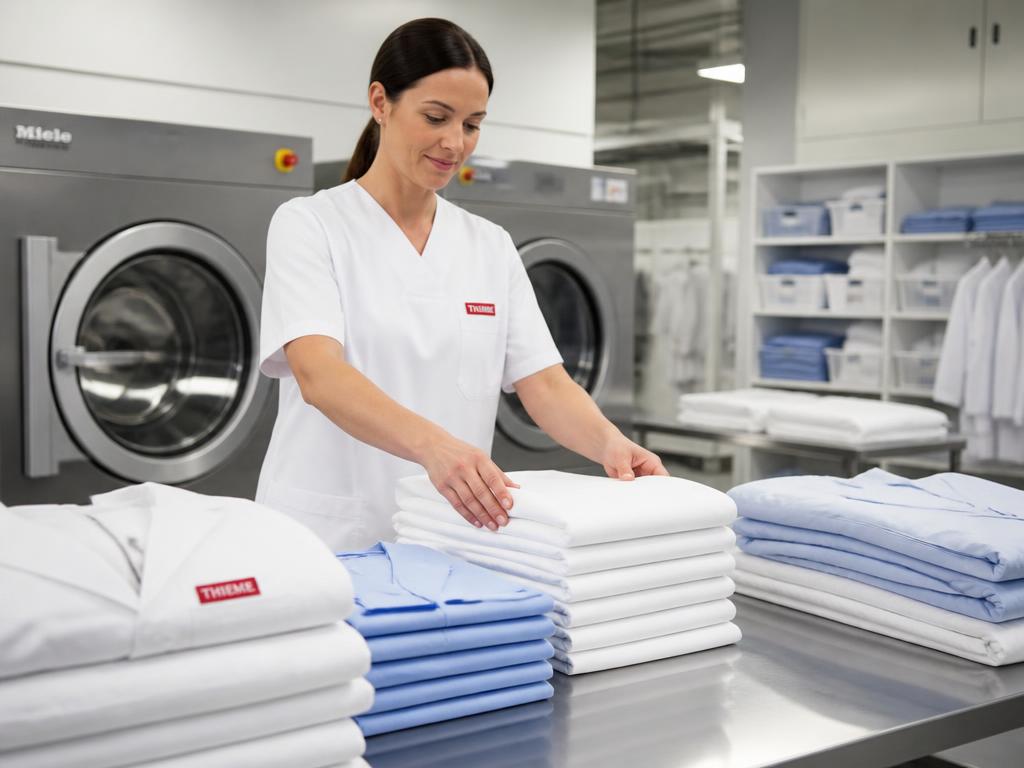 Hygienisch verpackte Kittel und Pflegewäsche